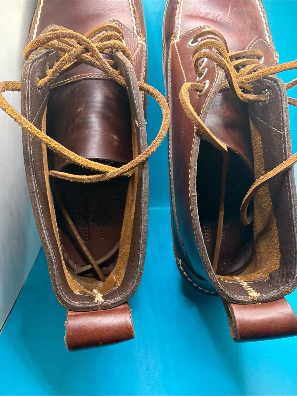 New G.H  Bass & Co Camp Moc Boots Brown Mens White Soles 10 M Leather Laces